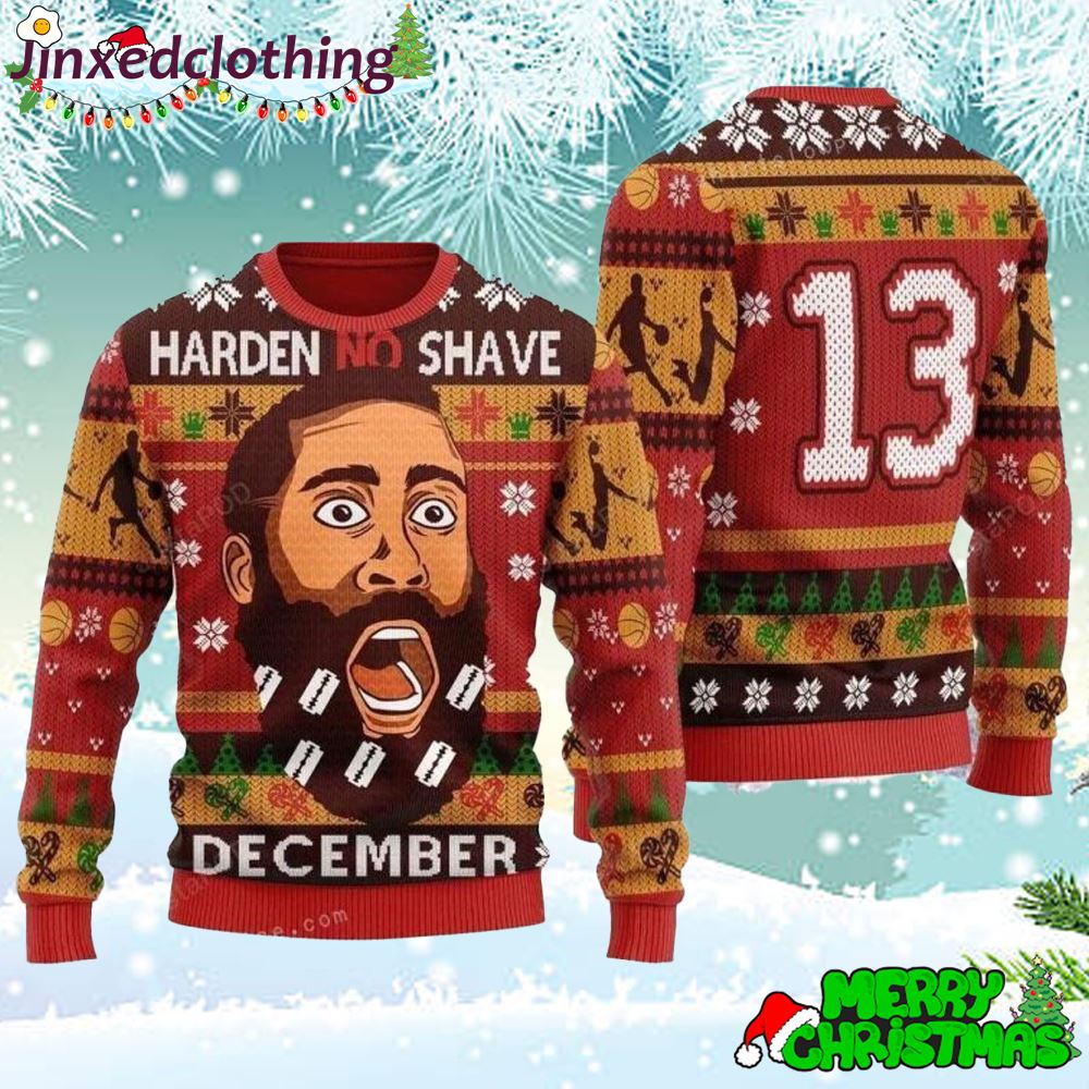 Merry Christmas Gearhomies Harden No Shave December Ugly Sweater Party 